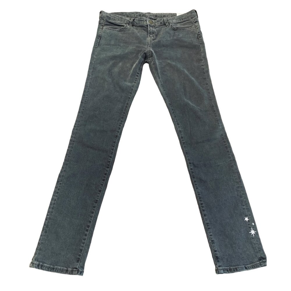 AllSaints Gray Jeans Custom Hand Painted Moon & Stars Skinny 32 - Picture 2 of 12
